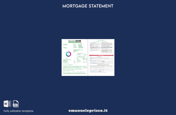 estratto conto del mutuo ipotecario della banca svizzera Migrosbank in stile ver